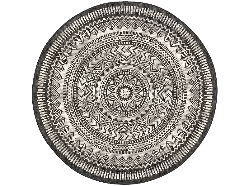 Tapis d'extérieur & intérieur Metro Noir & Blanc ø 120 cm rond