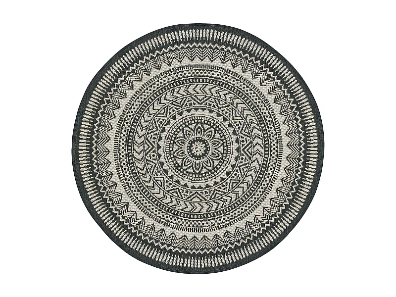 Tapis d'extérieur & intérieur Metro Noir & Blanc ø 120 cm rond