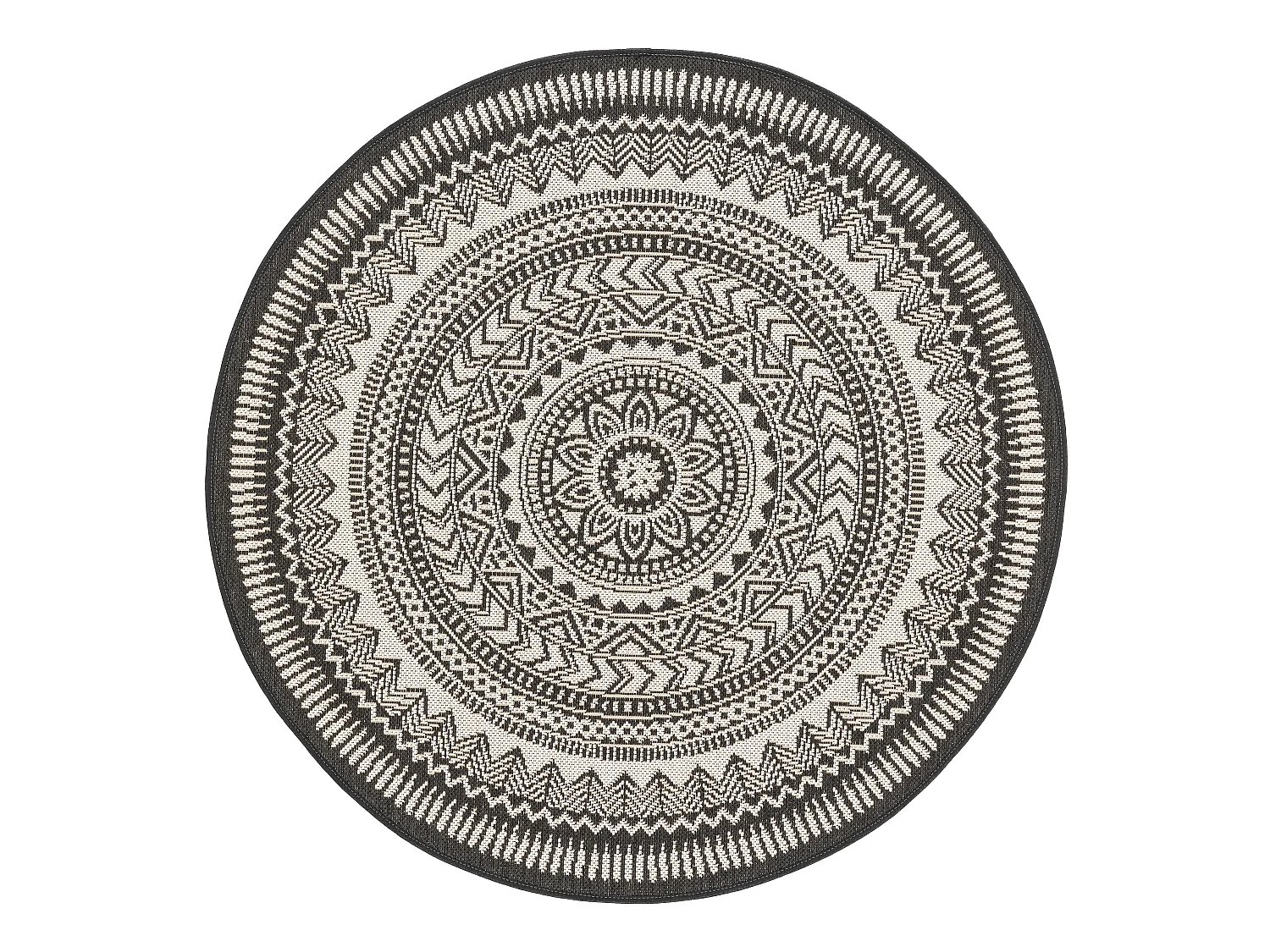 Tapis d'extérieur & intérieur Metro Noir & Blanc ø 120 cm rond