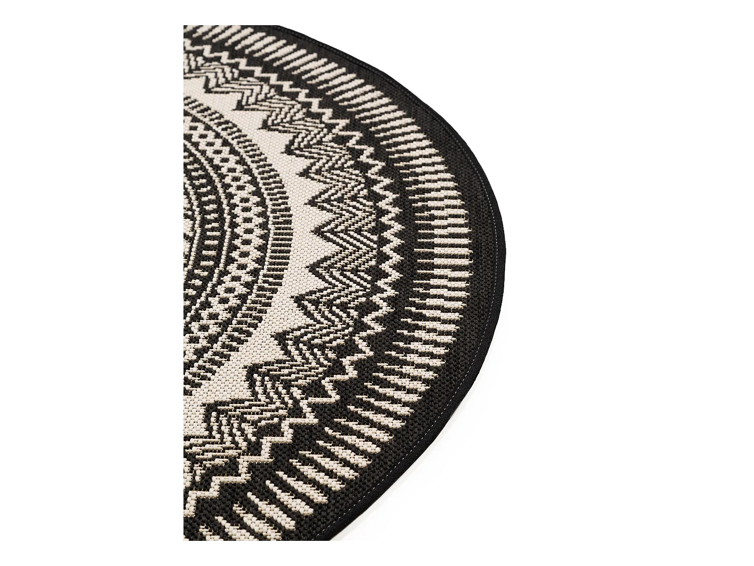 Tapis d'extérieur & intérieur Metro Noir & Blanc ø 120 cm rond