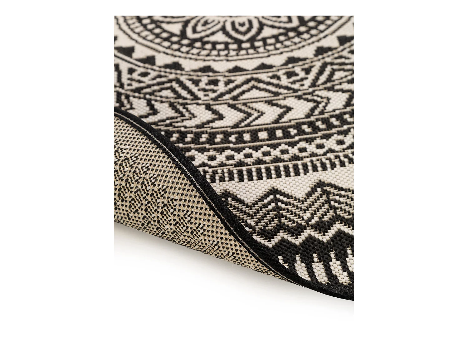 Tapis d'extérieur & intérieur Metro Noir & Blanc ø 120 cm rond