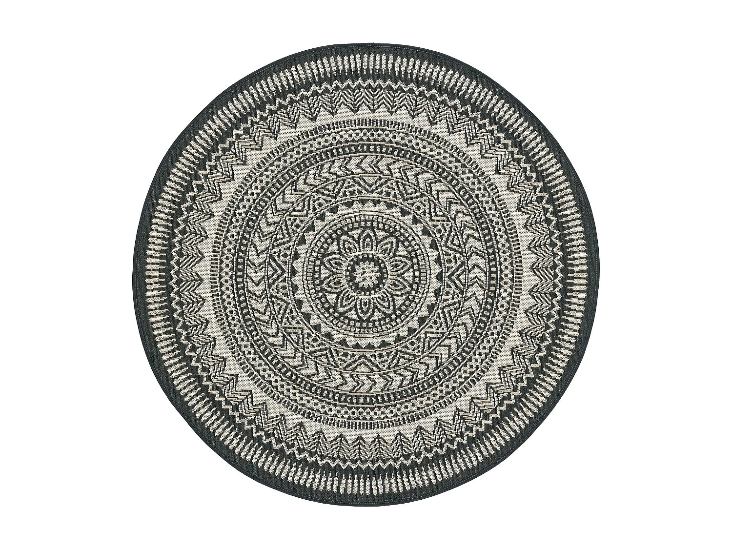 Tapis d'extérieur & intérieur Metro Noir & Blanc ø 120 cm rond