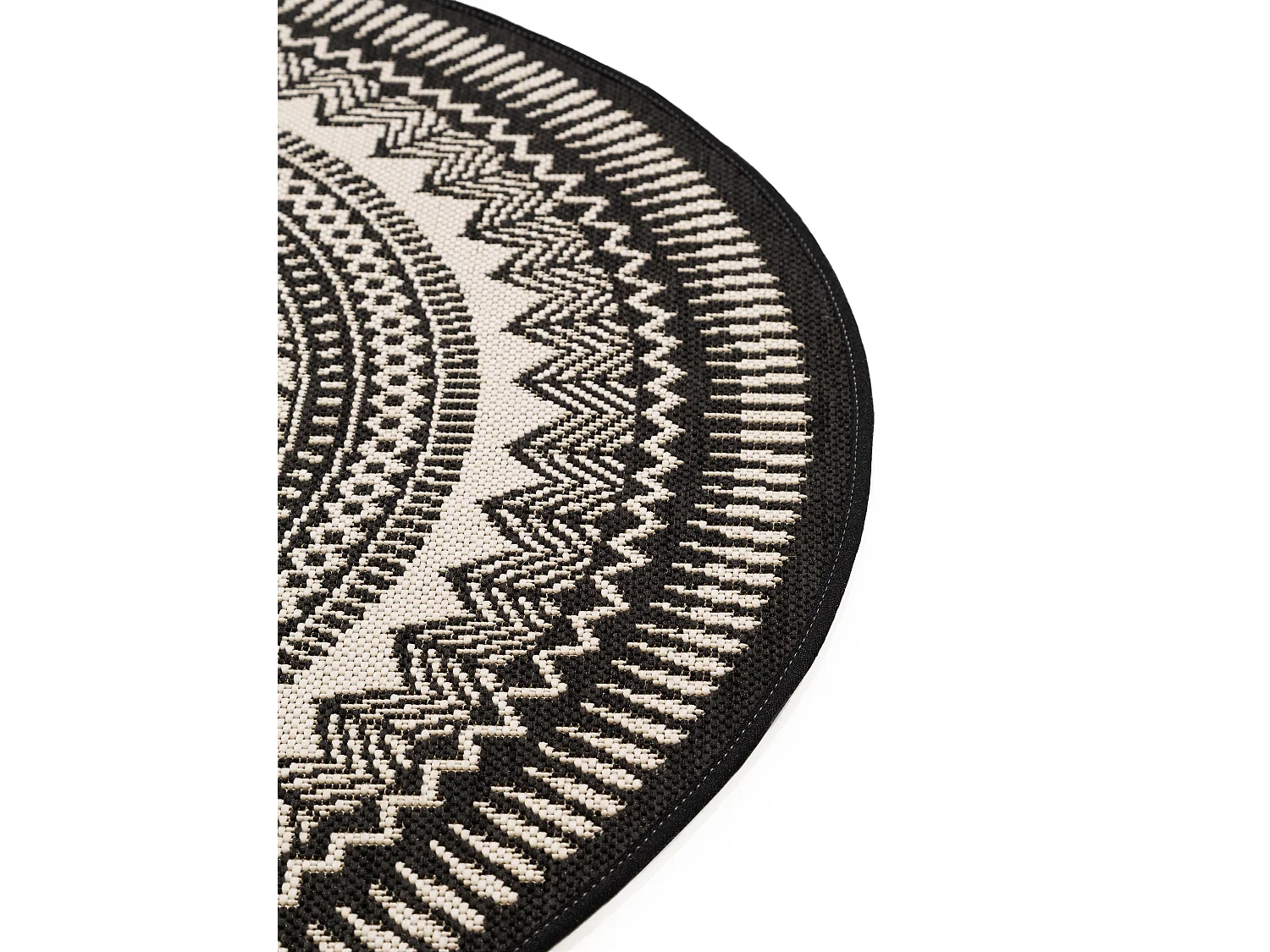 Tapis d'extérieur & intérieur Metro Noir & Blanc ø 120 cm rond