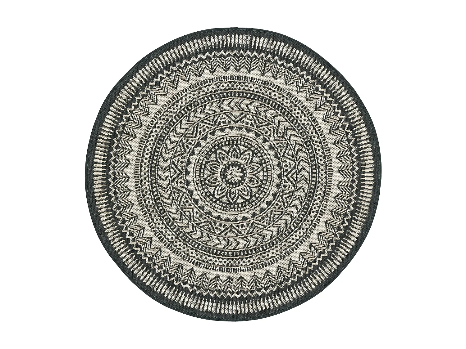 Tapis d'extérieur & intérieur Metro Noir & Blanc ø 120 cm rond
