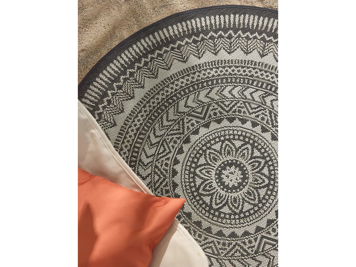 Tapis d'extérieur & intérieur Metro Noir & Blanc ø 120 cm rond