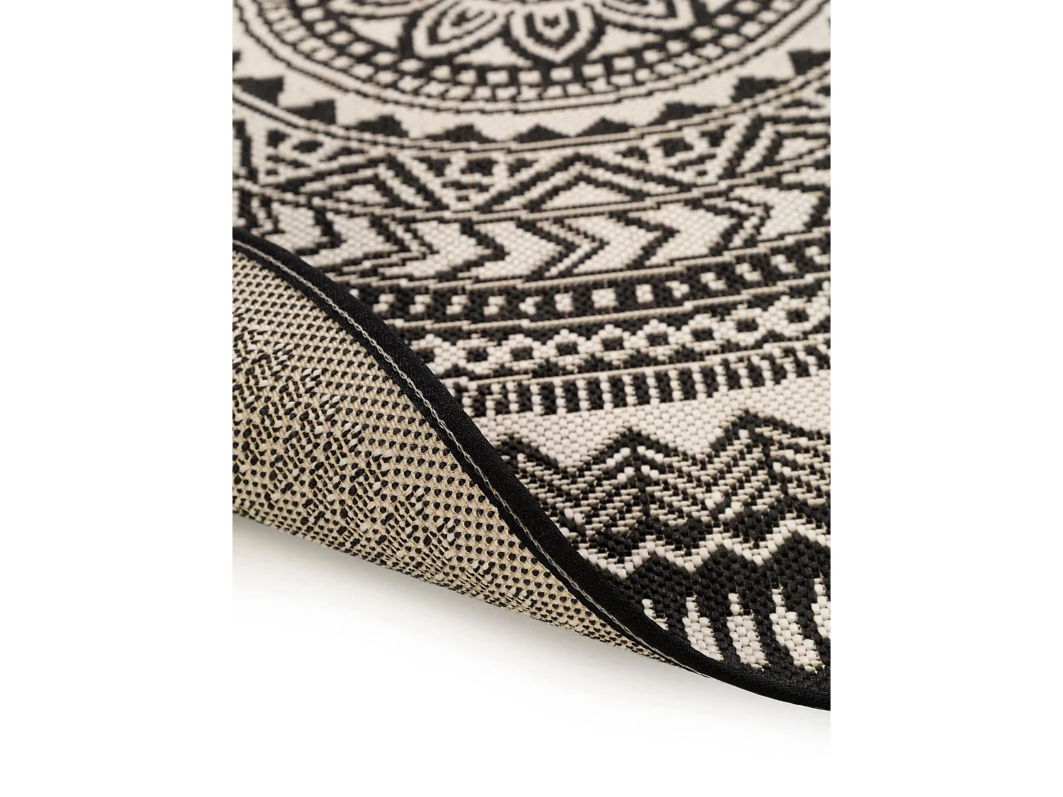 Tapis d'extérieur & intérieur Metro Noir & Blanc ø 120 cm rond