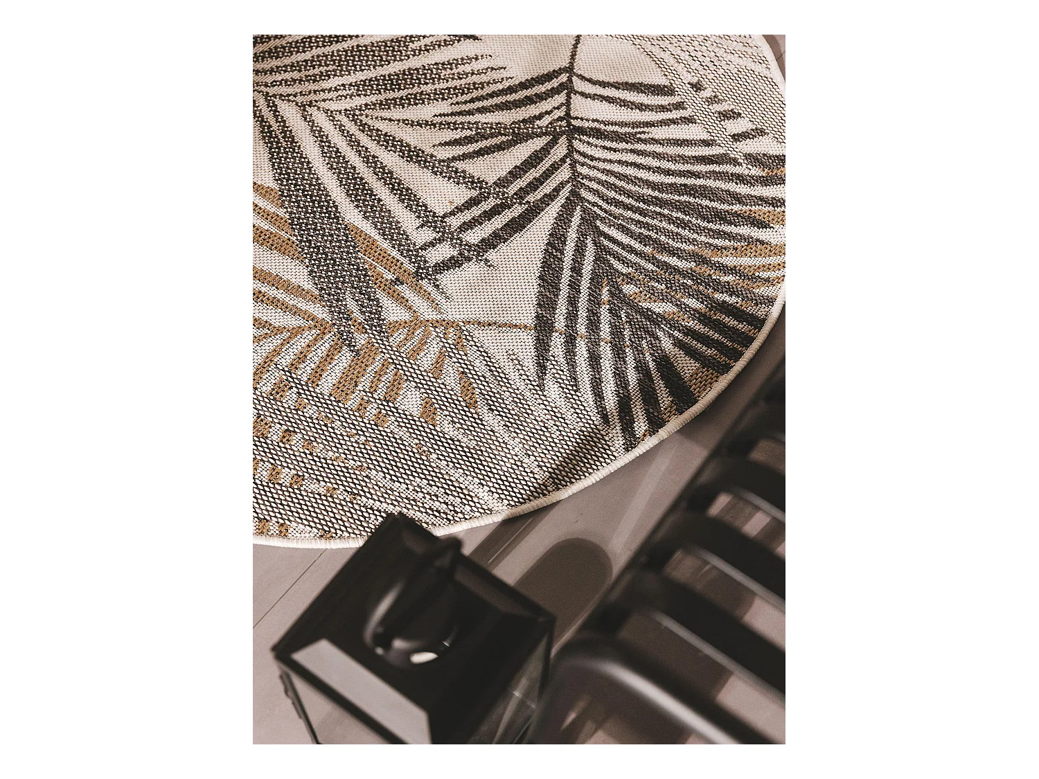 Tapis d'extérieur & intérieur rond Cleo Noir ø 150 cm rond