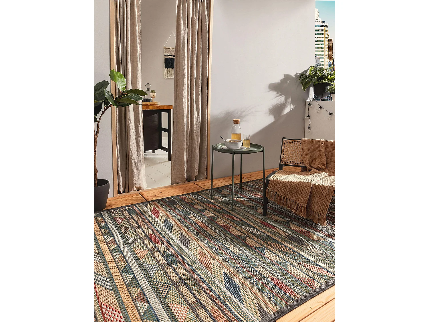 Tapis d'extérieur & intérieur Mirena Multicouleur 80x150 cm