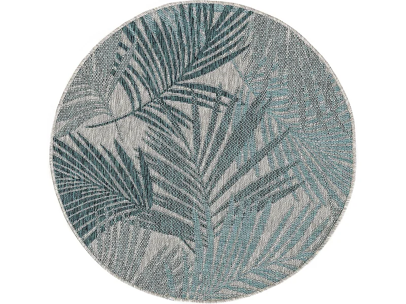 Tapis d'extérieur & intérieur rond Cleo Bleu ø 150 cm rond