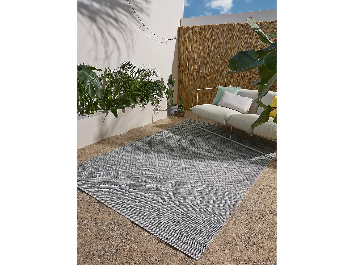 Tapis d'extérieur & intérieur Metro Bleu 200x290 cm