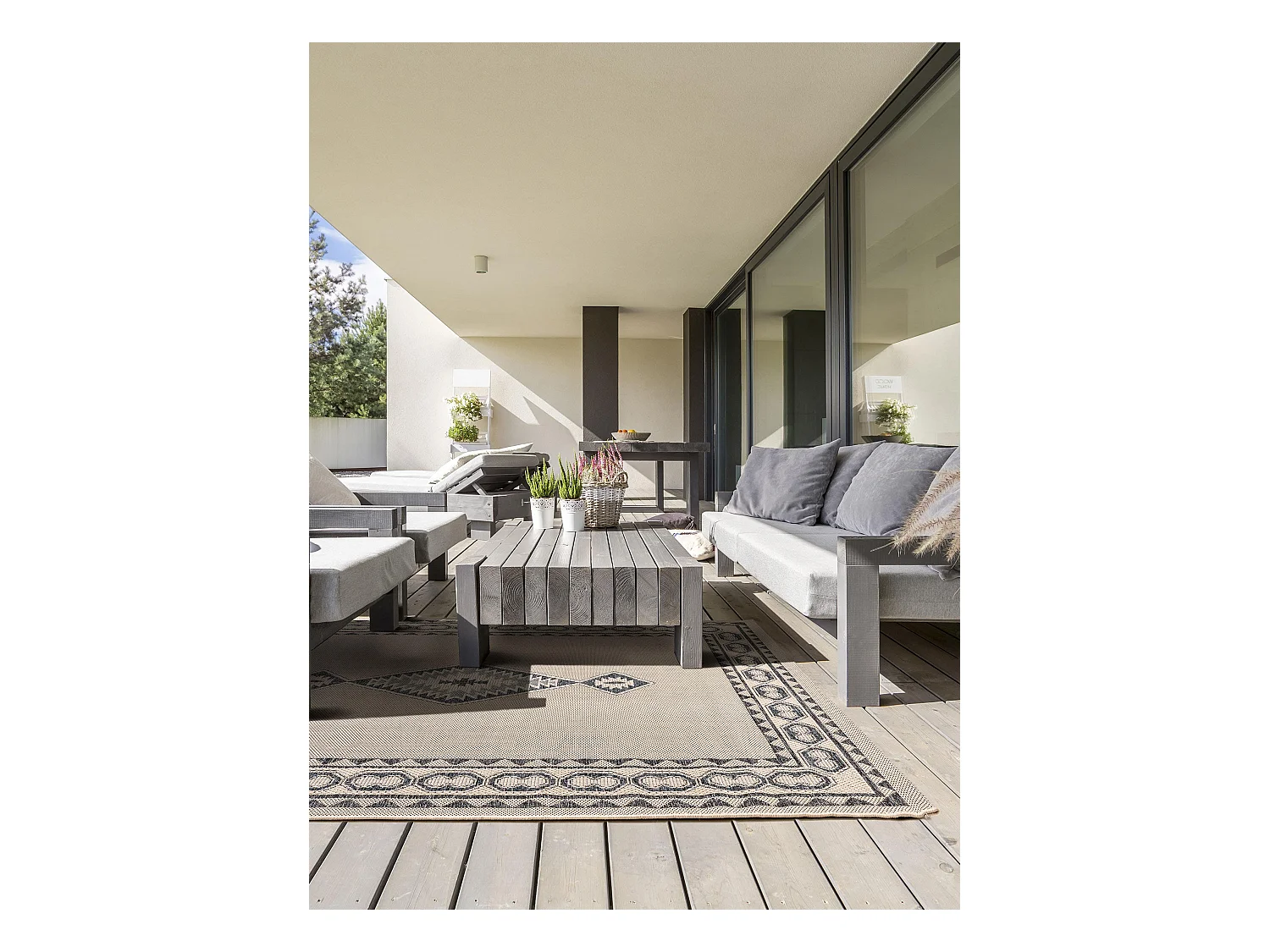 Tapis d'extérieur & intérieur River Beige/Bleu 160x230 cm