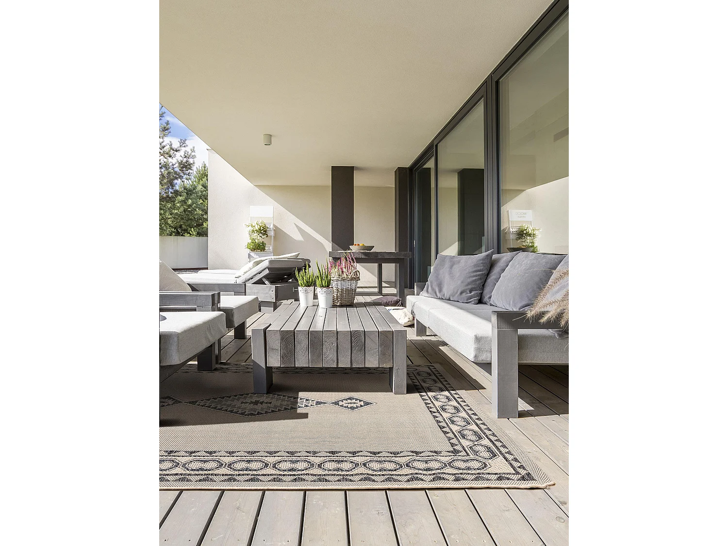 Tapis d'extérieur & intérieur River Beige/Bleu 160x230 cm