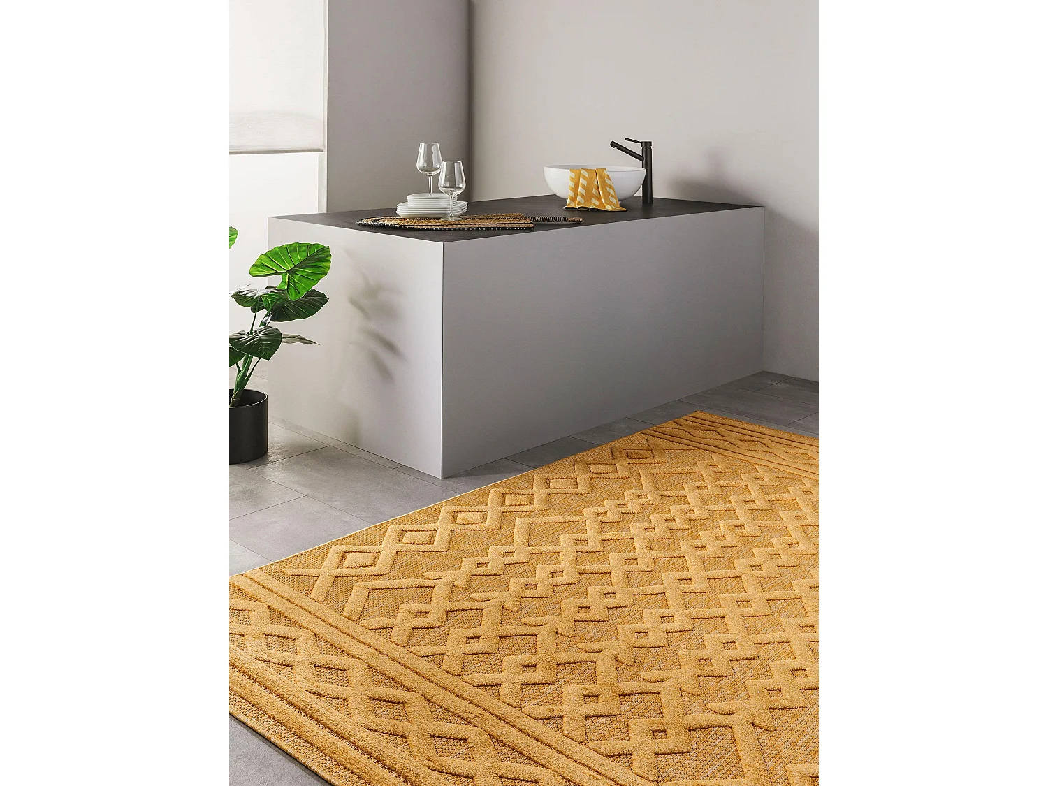 Tapis d'extérieur & intérieur Bonte Jaune 80x150 cm