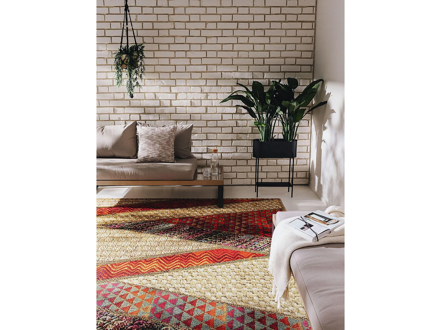 Tapis d'extérieur & intérieur Kenya Beige/Rouge 120x180 cm