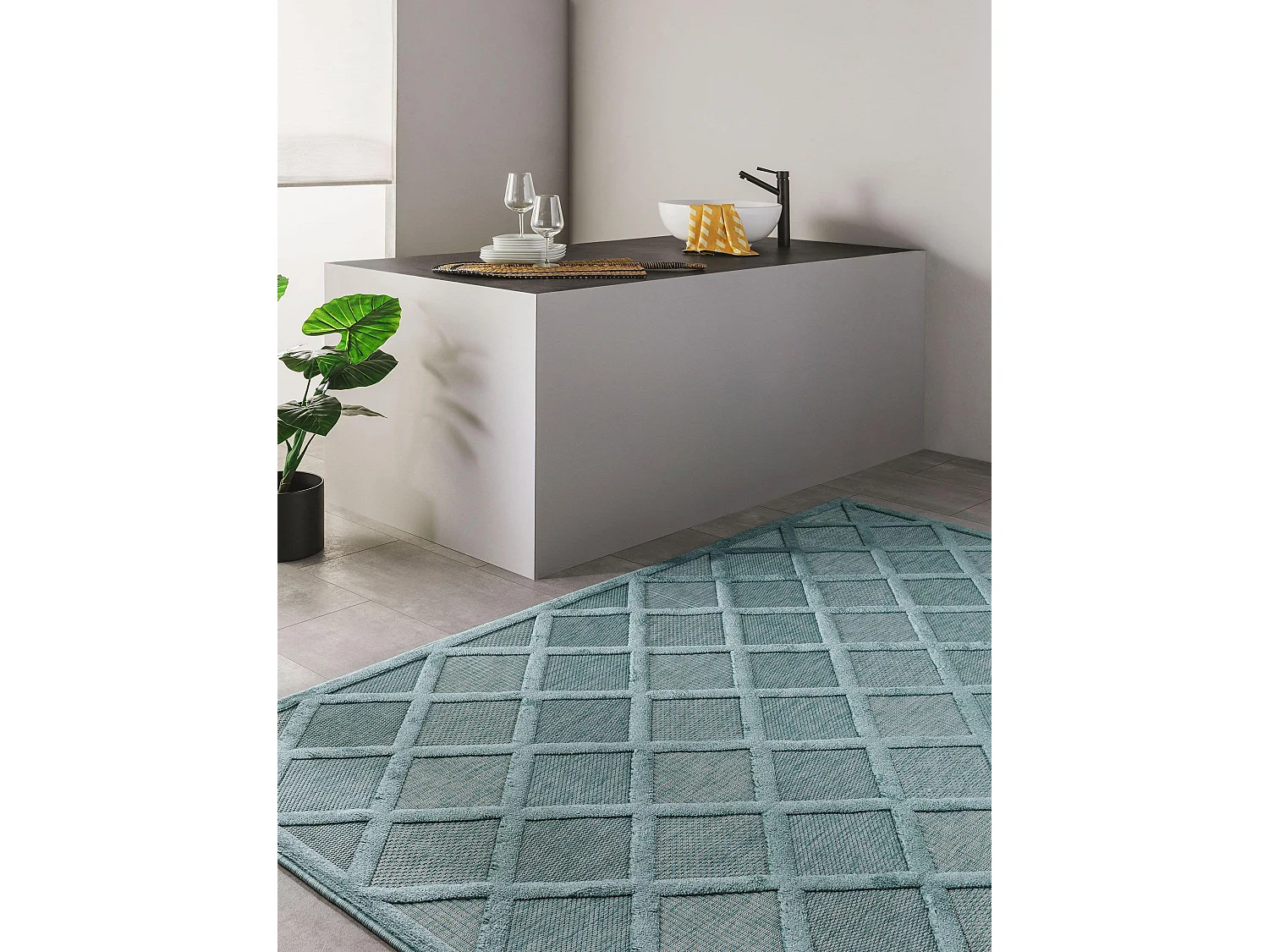 Tapis d'extérieur & intérieur Bonte Turquoise 80x150 cm