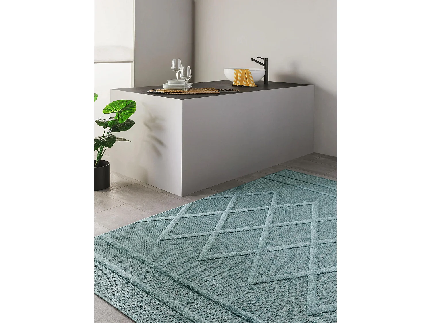 Tapis d'extérieur & intérieur Bonte Turquoise 240x340 cm