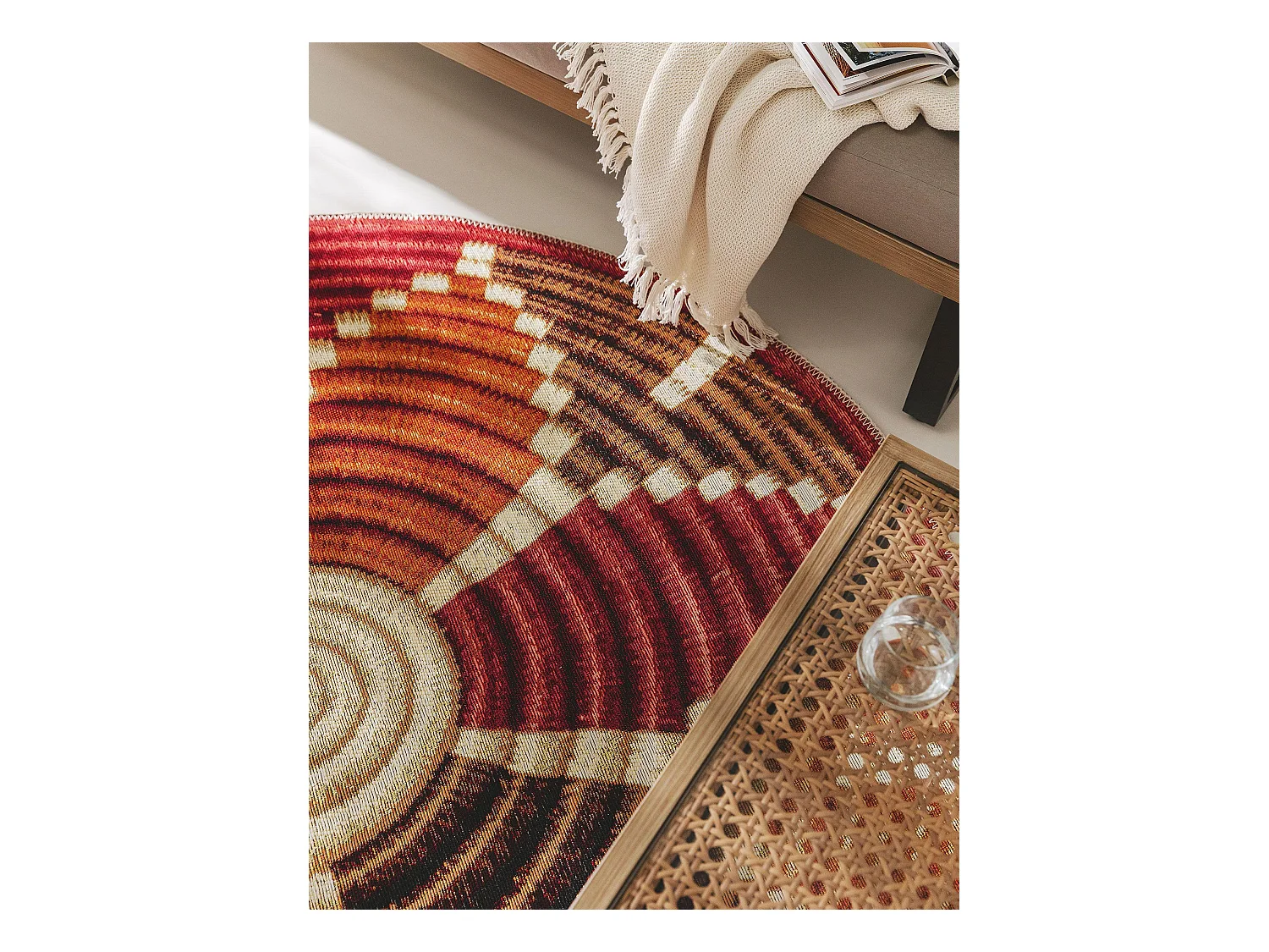 Tapis d'extérieur & intérieur rond Kenya Multicouleur ø 160 cm rond