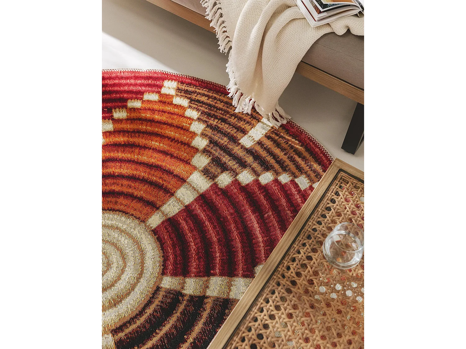 Tapis d'extérieur & intérieur rond Kenya Multicouleur ø 160 cm rond