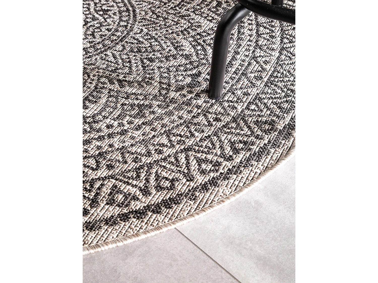 Tapis d'extérieur & intérieur rond Cleo Beige/Marron ø 150 cm rond