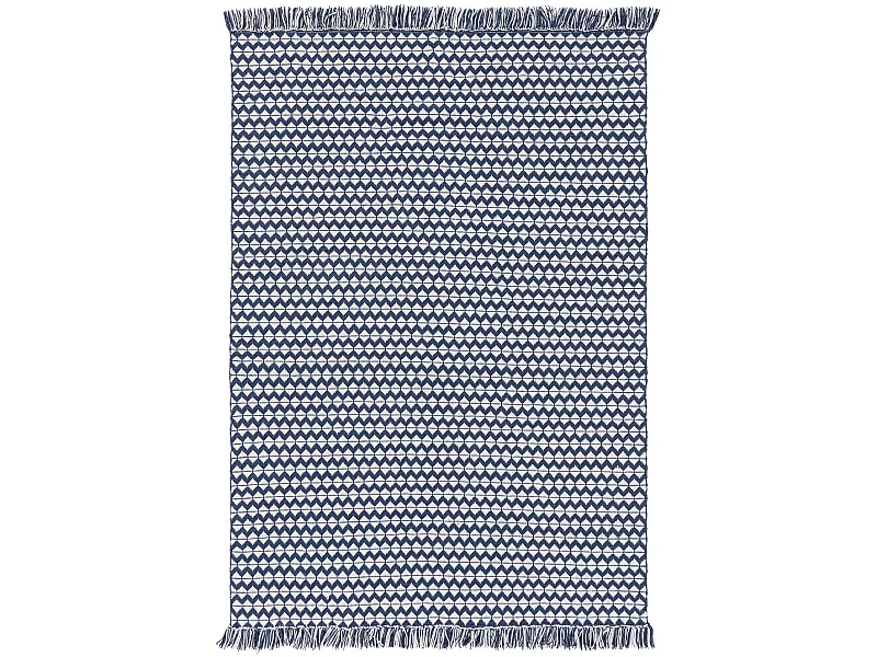 Tapis fabriqué à partir de matériaux recyclés Morty Bleu foncé 80x150 cm
