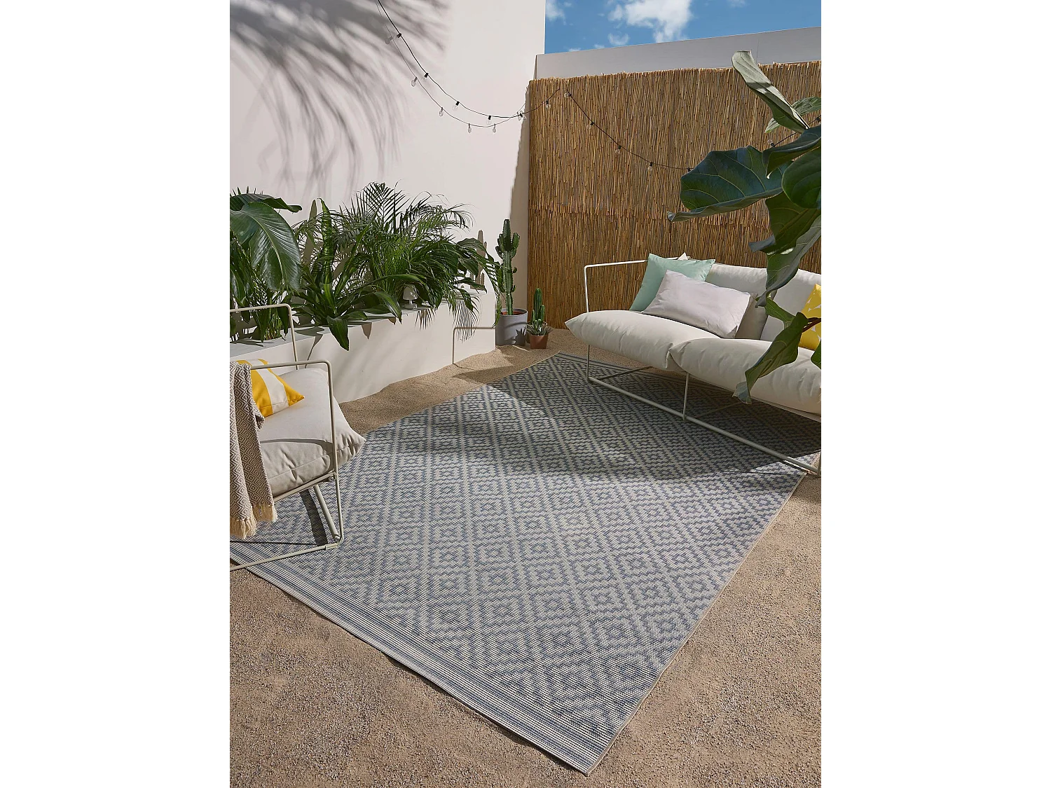 Tapis d'extérieur & intérieur Metro Bleu 120x170 cm