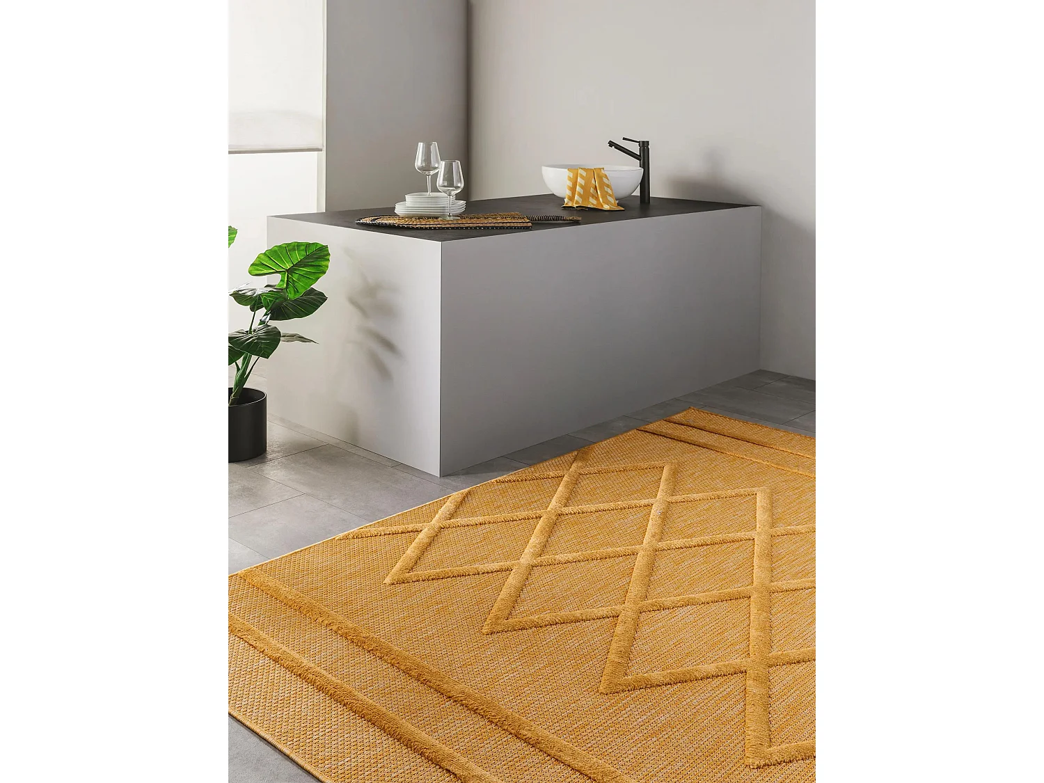 Tapis d'extérieur & intérieur Bonte Jaune 200x290 cm