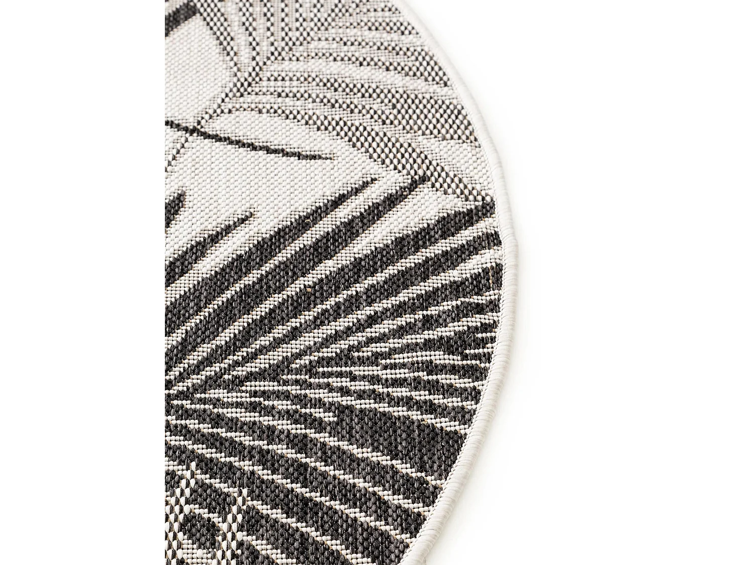 Tapis d'extérieur & intérieur rond Cleo Noir ø 120 cm rond