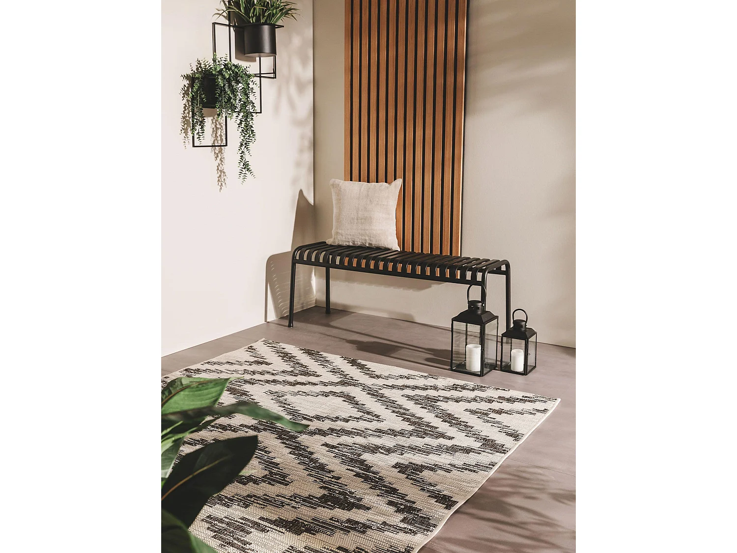 Tapis d'extérieur & intérieur Cleo Blanc & Noir 240x340 cm