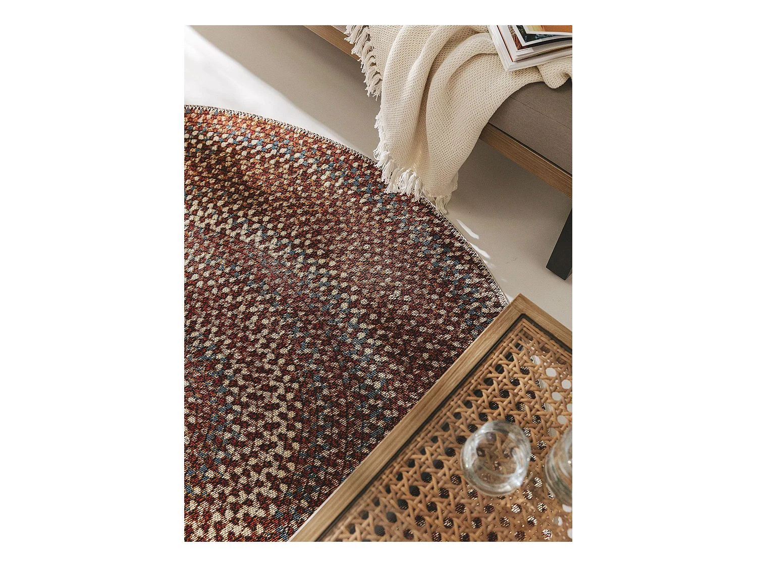 Tapis d'extérieur & intérieur rond Kenya Multicouleur ø 160 cm rond