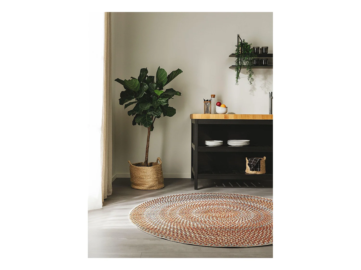 Tapis d'extérieur & intérieur rond Kenya Multicouleur ø 160 cm rond
