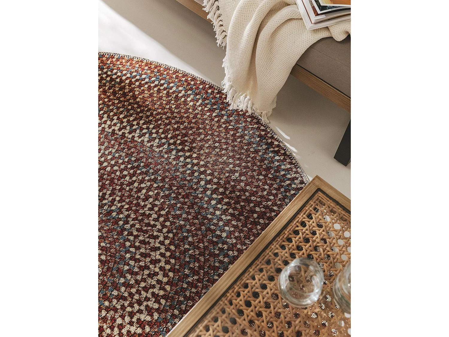 Tapis d'extérieur & intérieur rond Kenya Multicouleur ø 160 cm rond