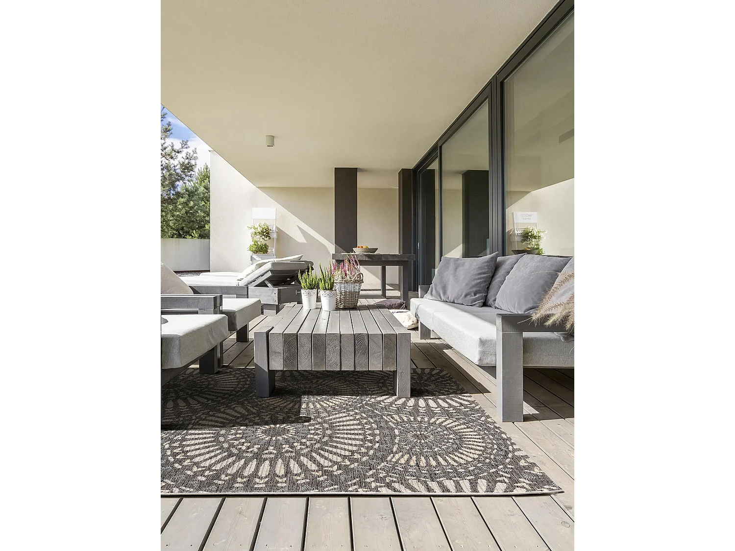 Tapis d'extérieur & intérieur River Bleu 100x150 cm