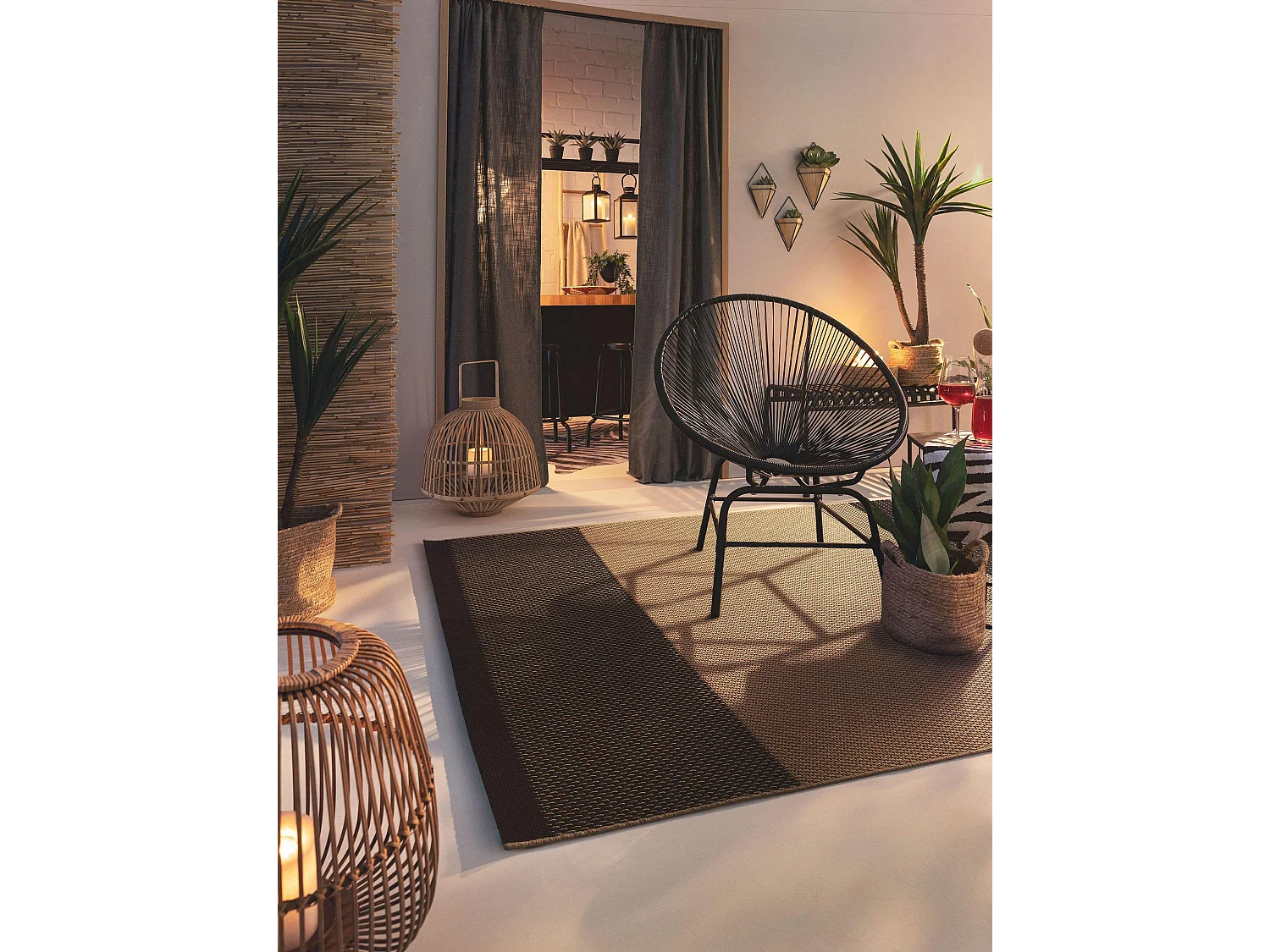 Tapis d'extérieur & intérieur Naoto Beige/Noir 80x150 cm