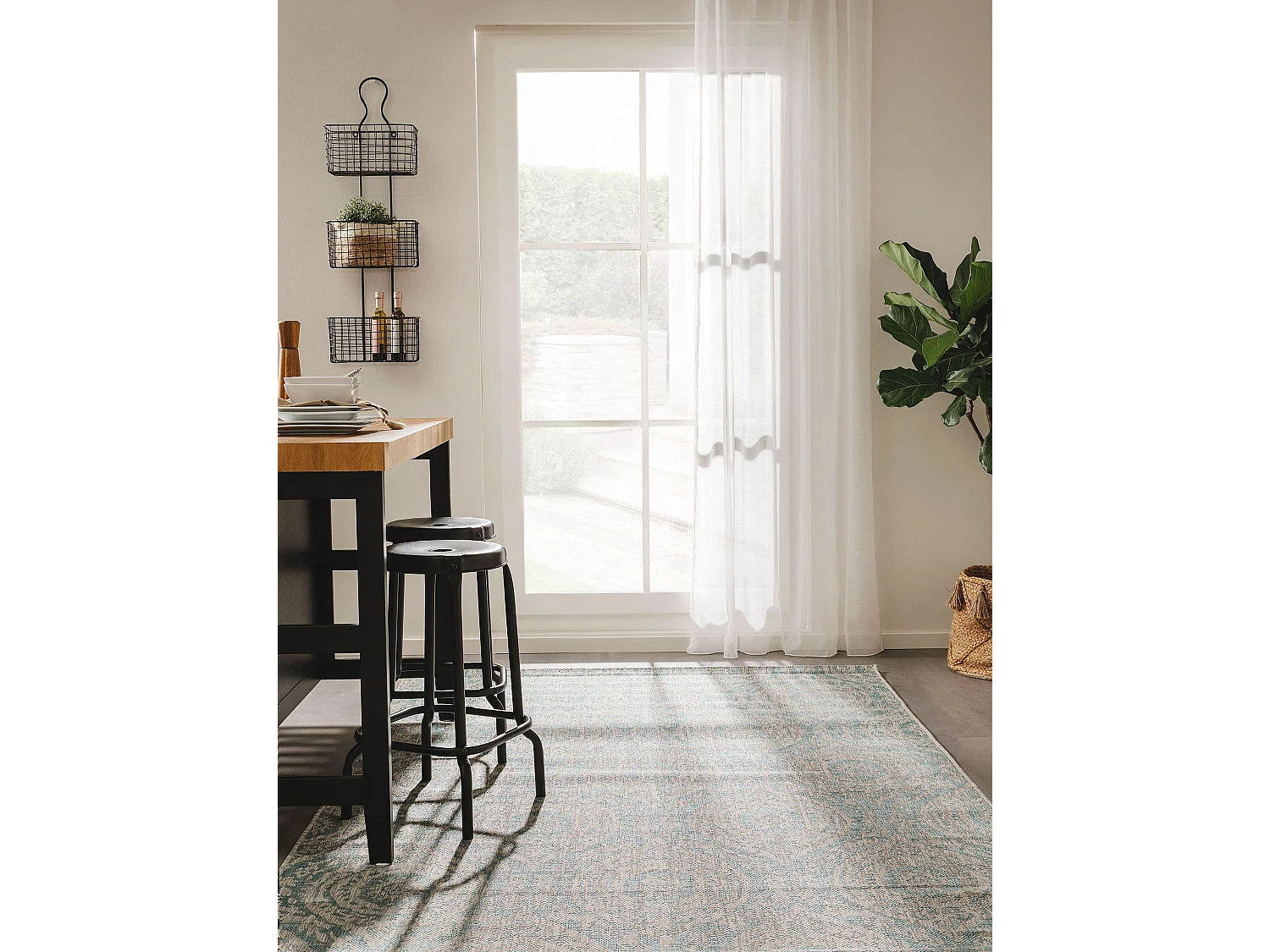 Tapis d'extérieur & intérieur Cleo Beige/Turquoise 120x170 cm