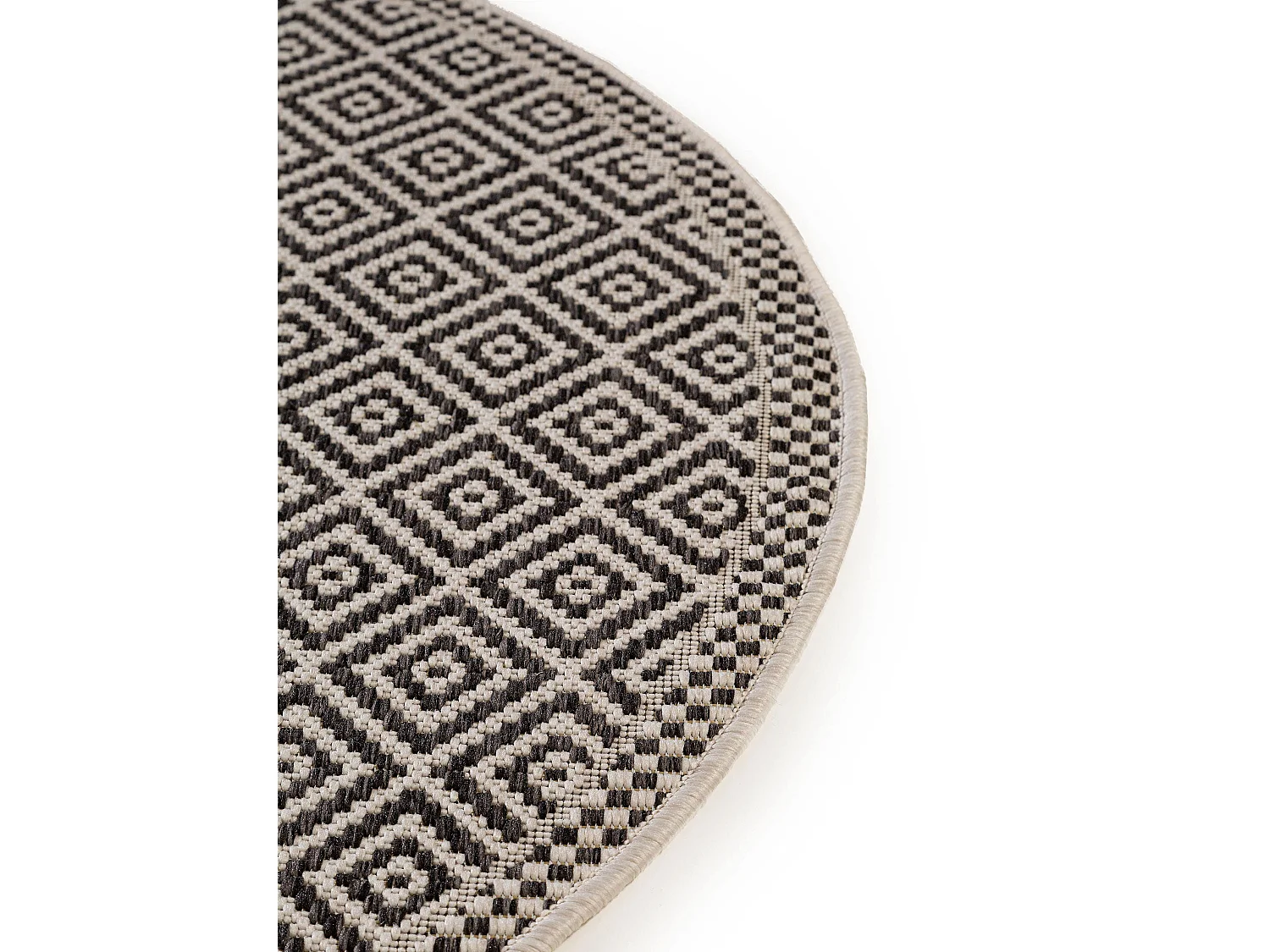 Tapis d'extérieur & intérieur rond Cleo Blanc & Noir ø 120 cm rond