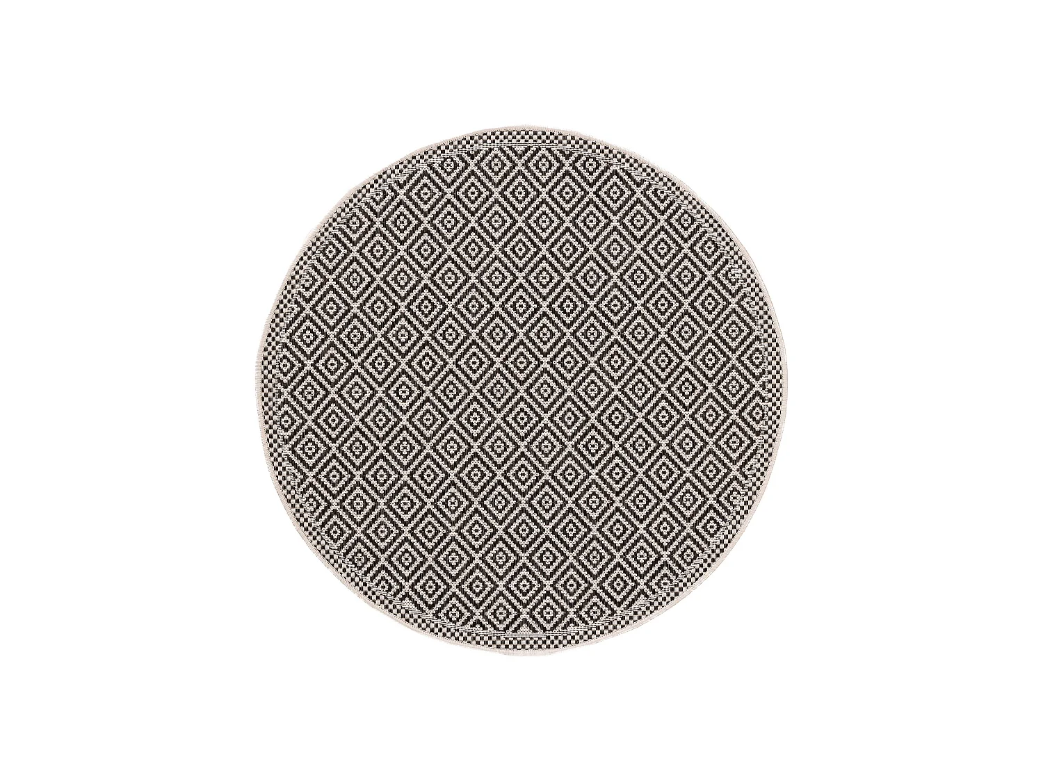 Tapis d'extérieur & intérieur rond Cleo Blanc & Noir ø 120 cm rond