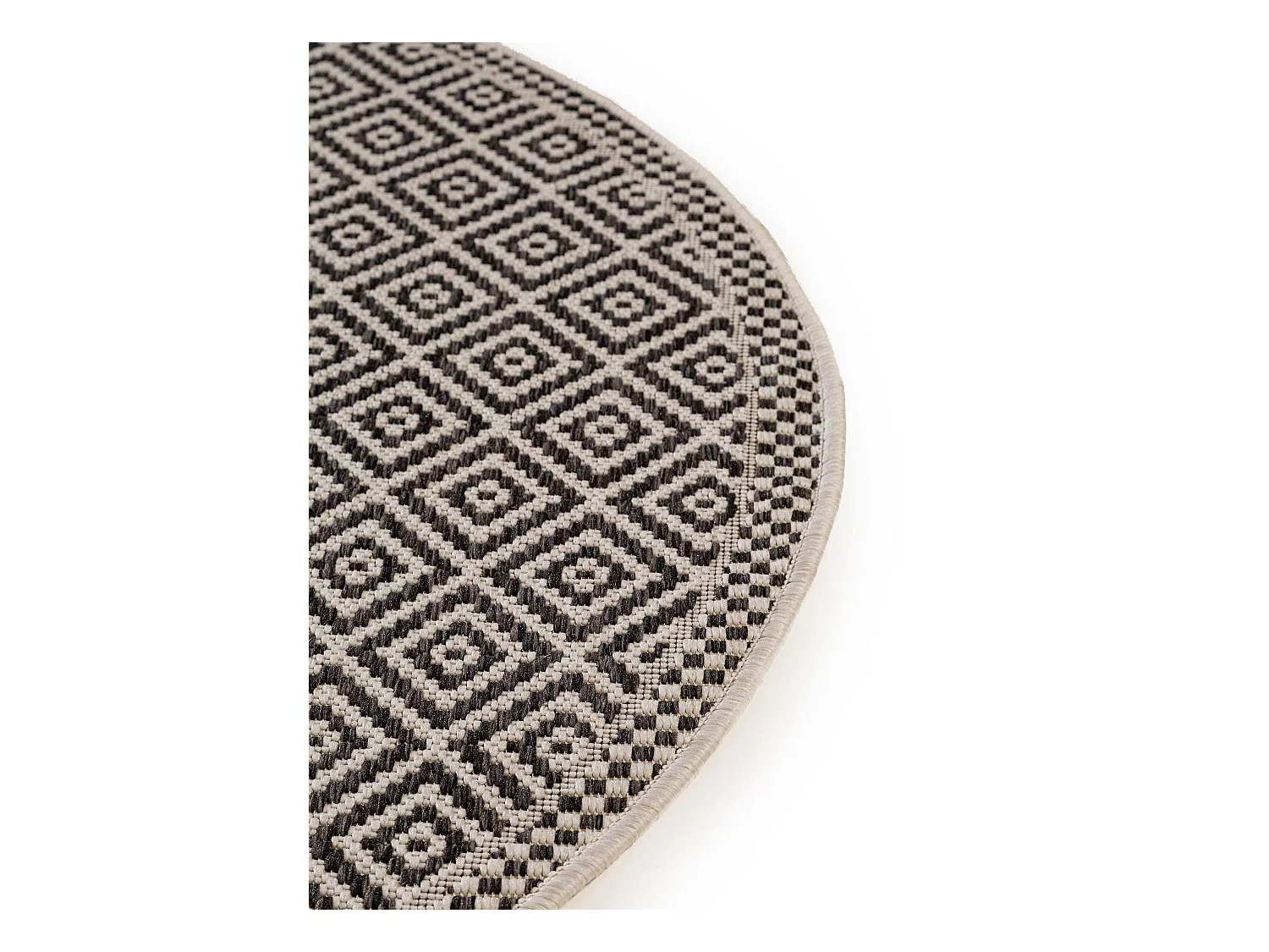 Tapis d'extérieur & intérieur rond Cleo Blanc & Noir ø 120 cm rond