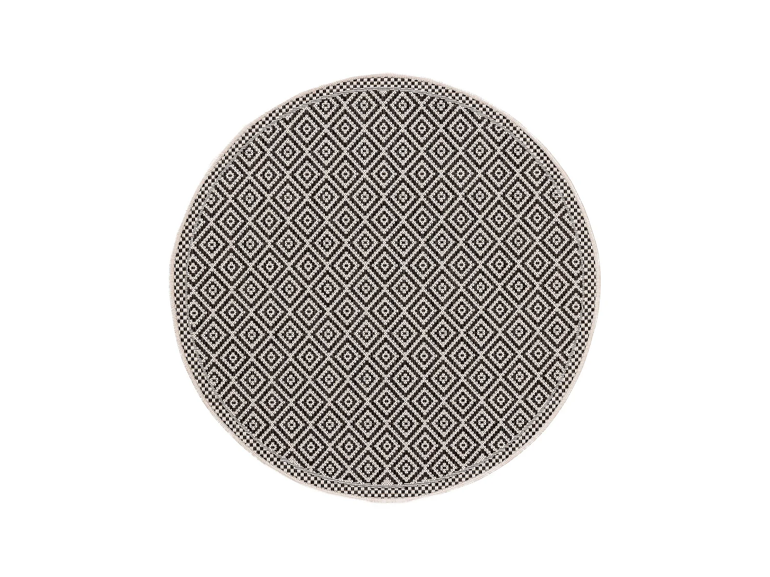 Tapis d'extérieur & intérieur rond Cleo Blanc & Noir ø 120 cm rond