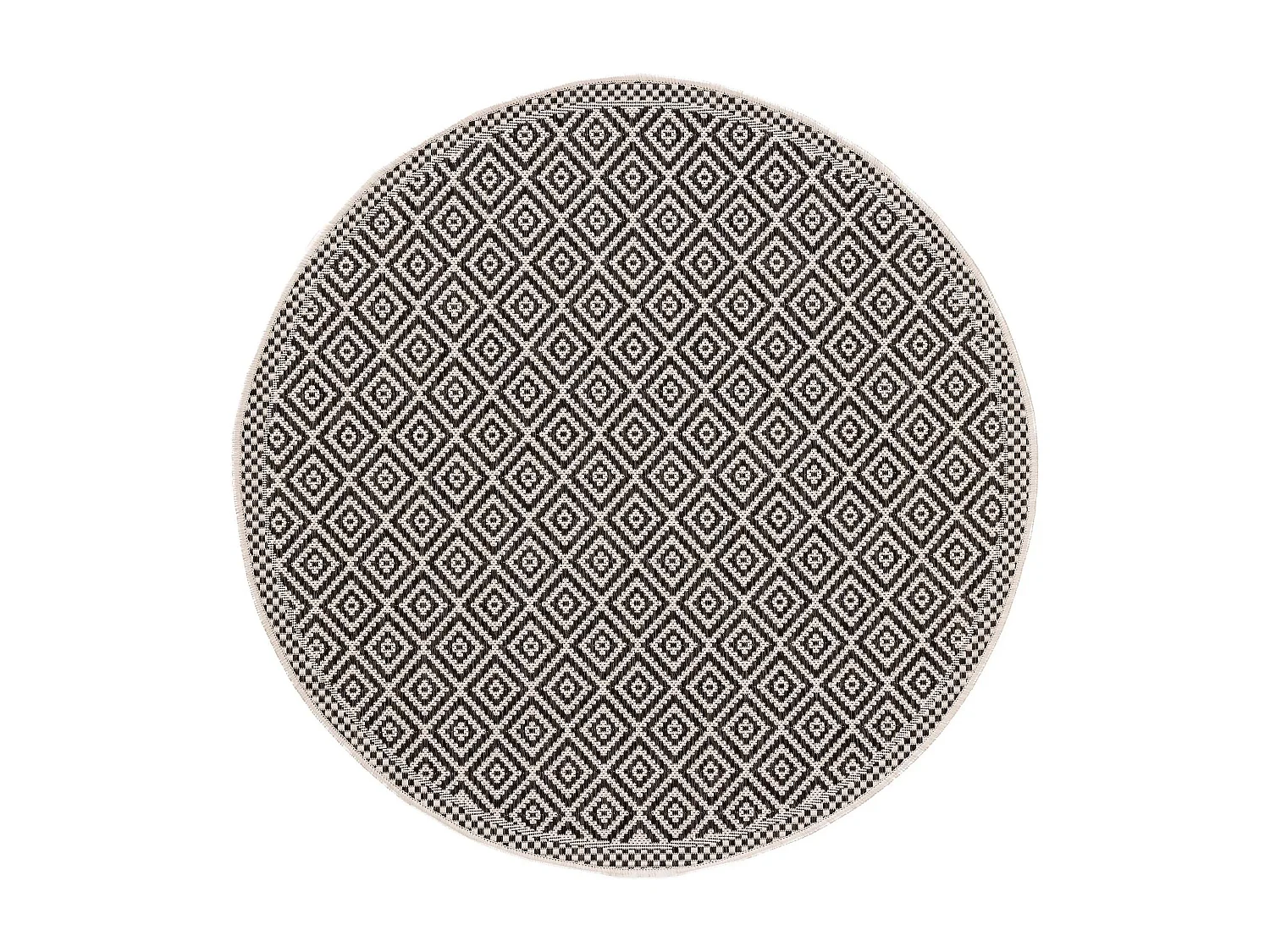 Tapis d'extérieur & intérieur rond Cleo Blanc & Noir ø 120 cm rond