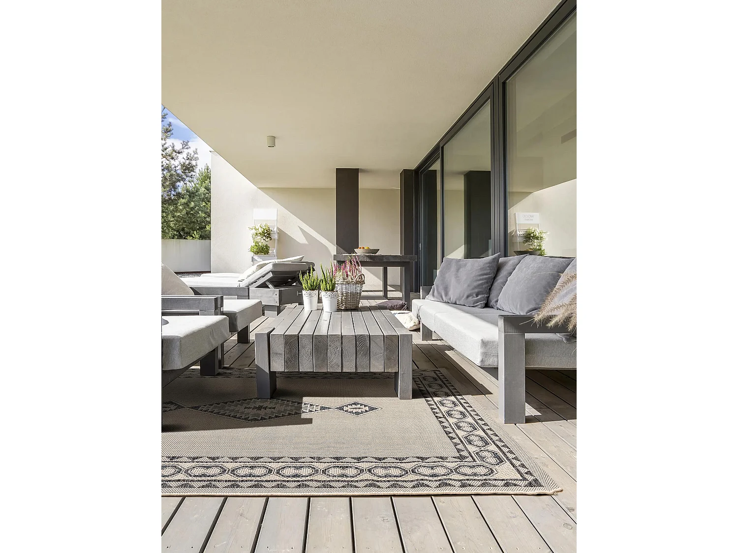 Tapis d'extérieur & intérieur River Beige/Bleu 100x150 cm