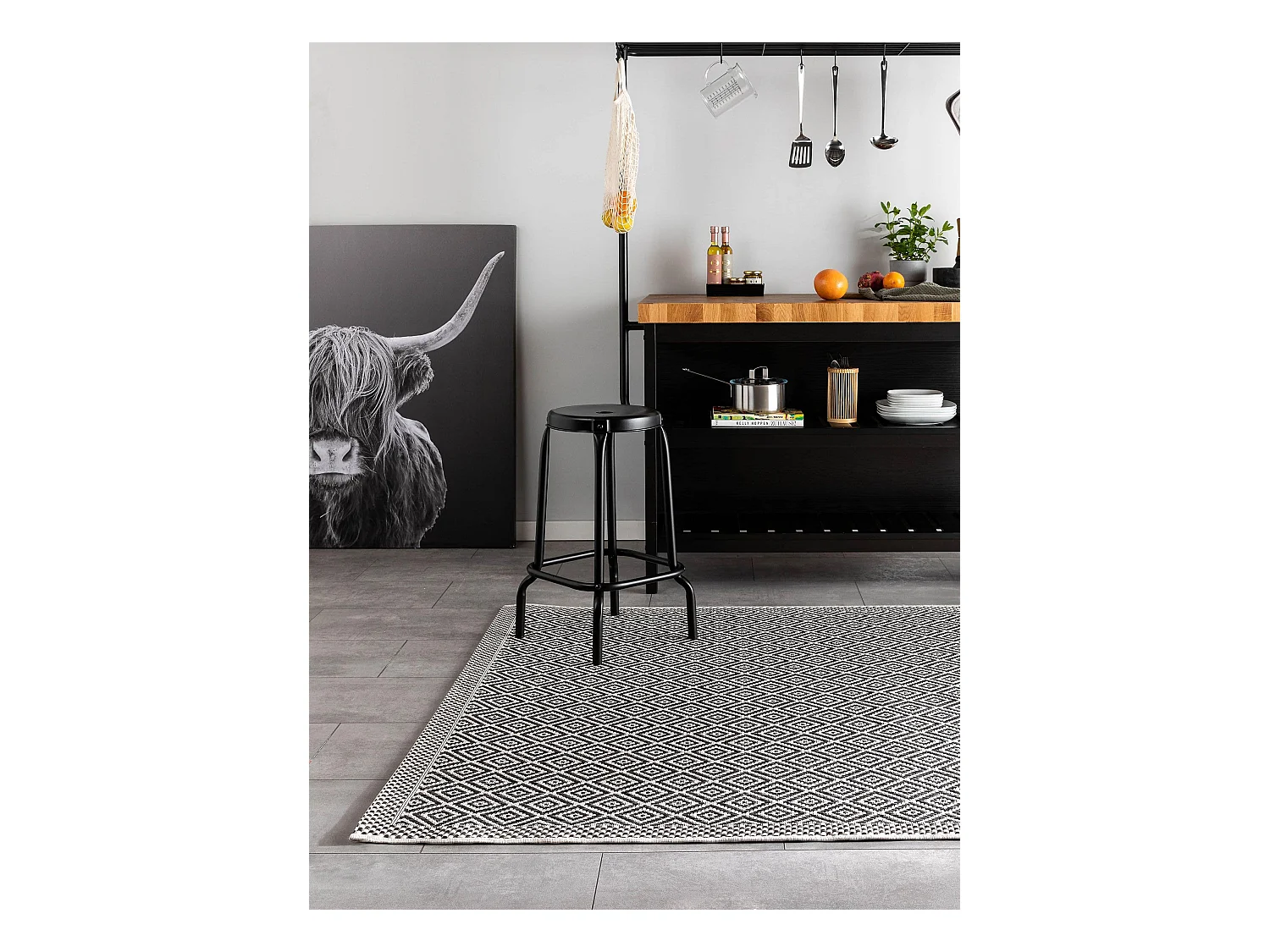 Tapis d'extérieur & intérieur Cleo Blanc & Noir 240x340 cm