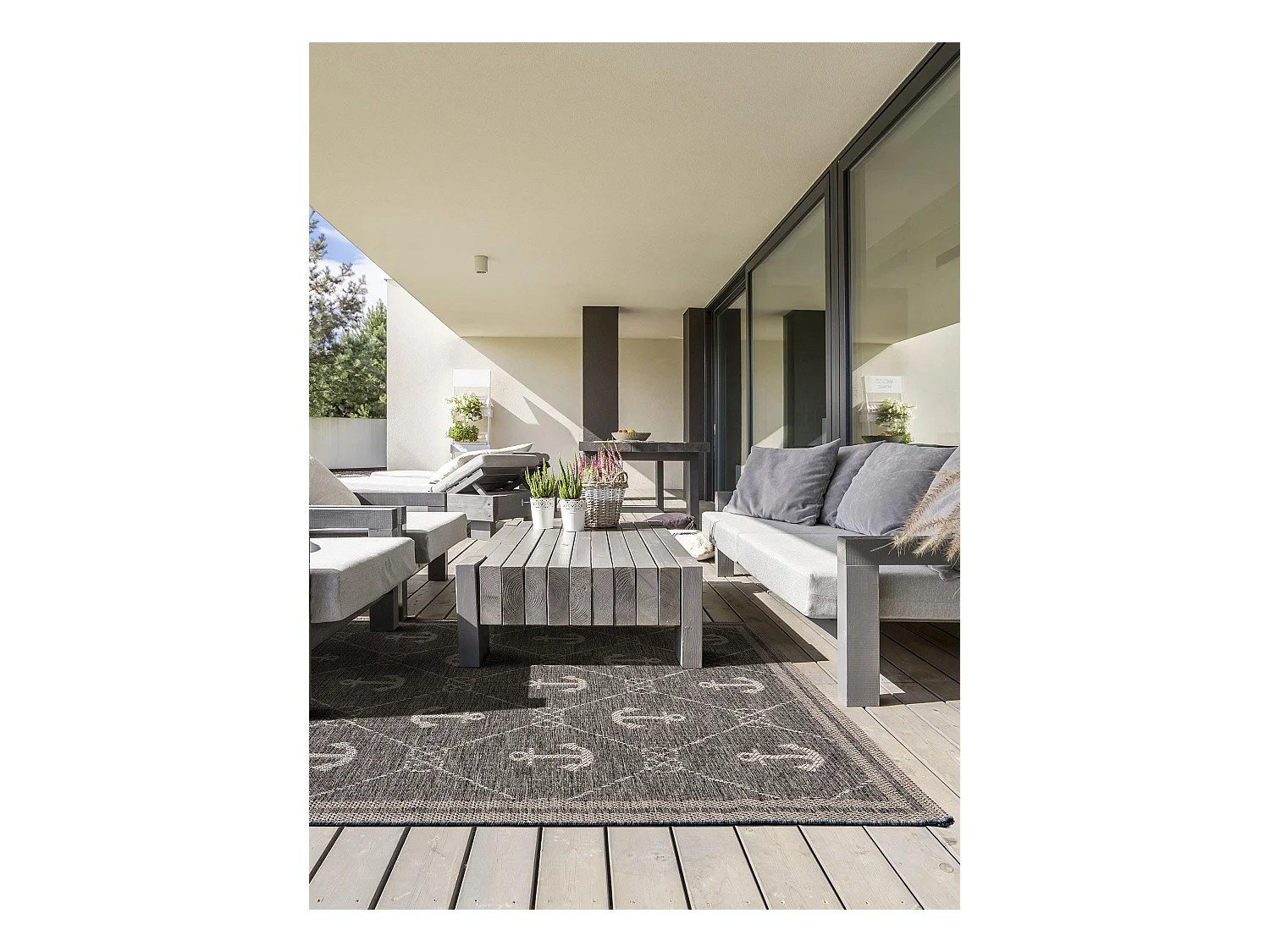 Tapis d'extérieur & intérieur River Bleu 100x150 cm