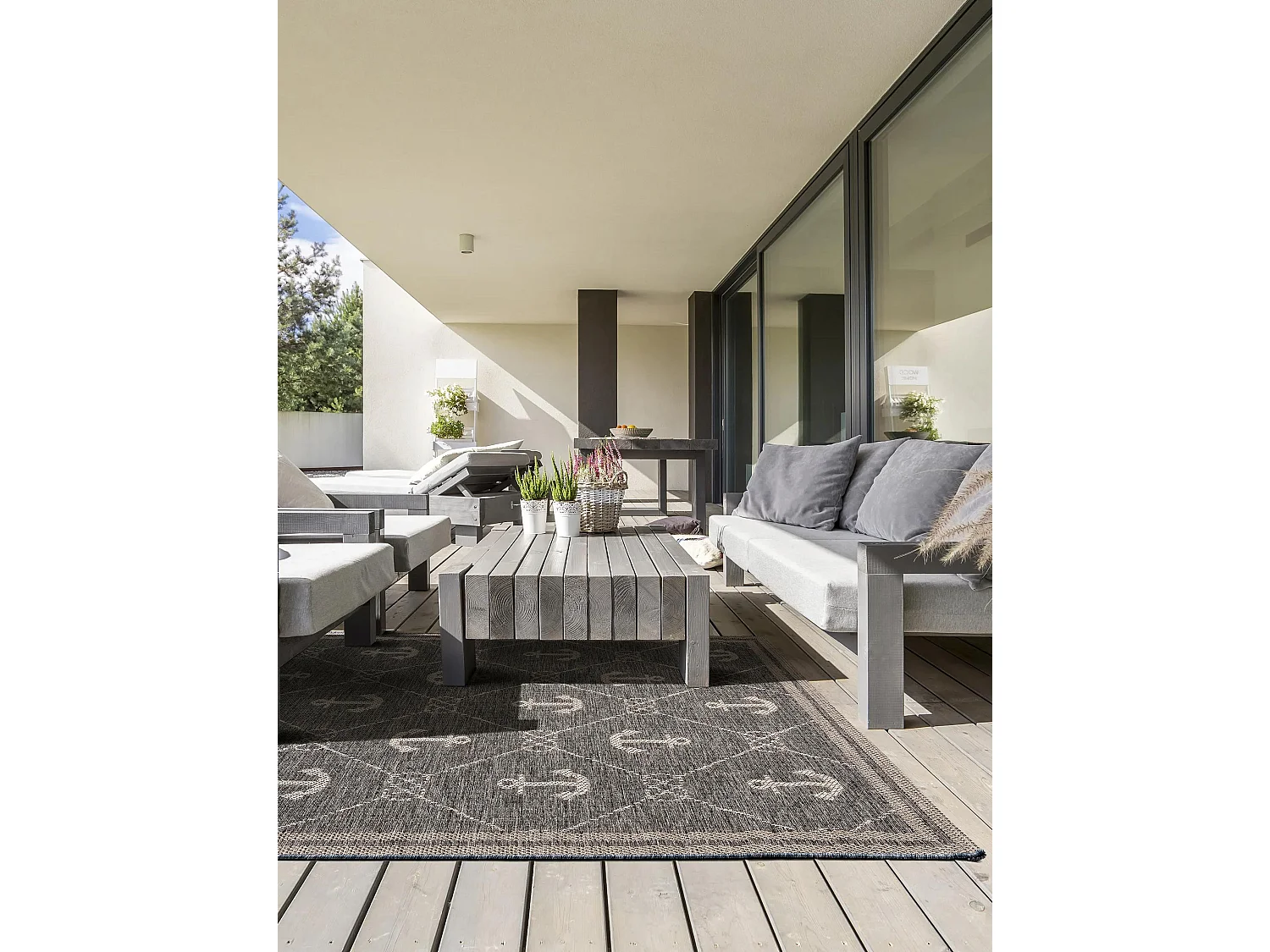 Tapis d'extérieur & intérieur River Bleu 100x150 cm