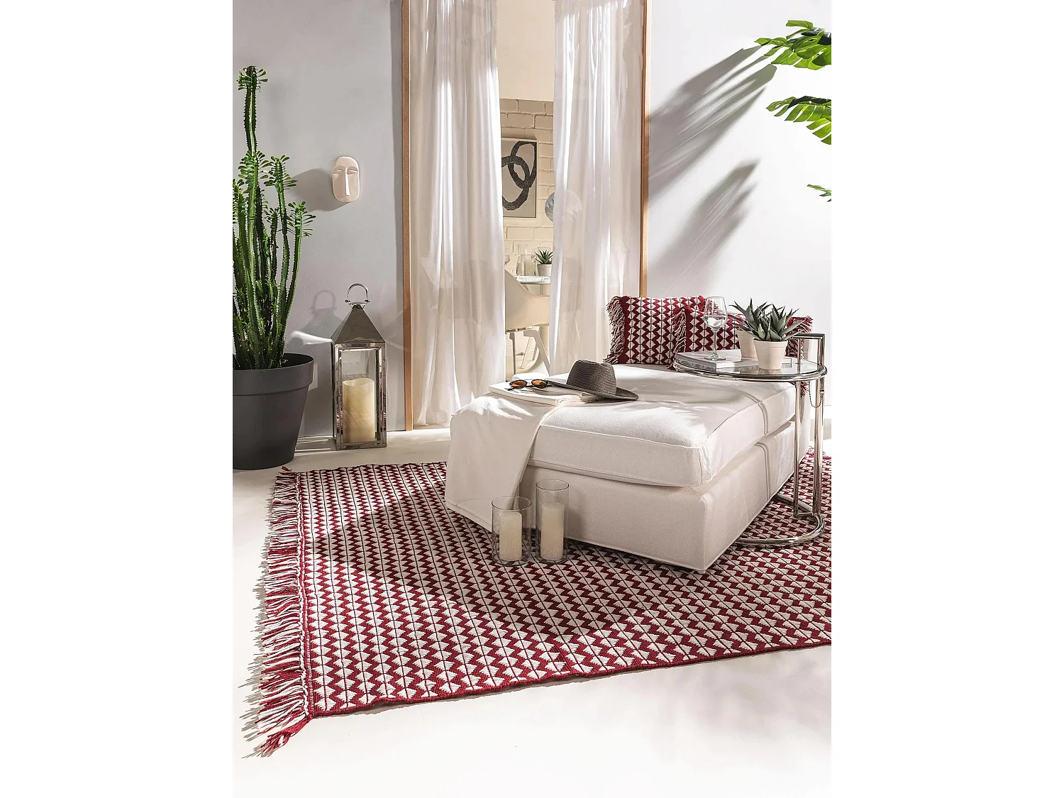 Tapis fabriqué à partir de matériaux recyclés Morty Rouge 80x150 cm