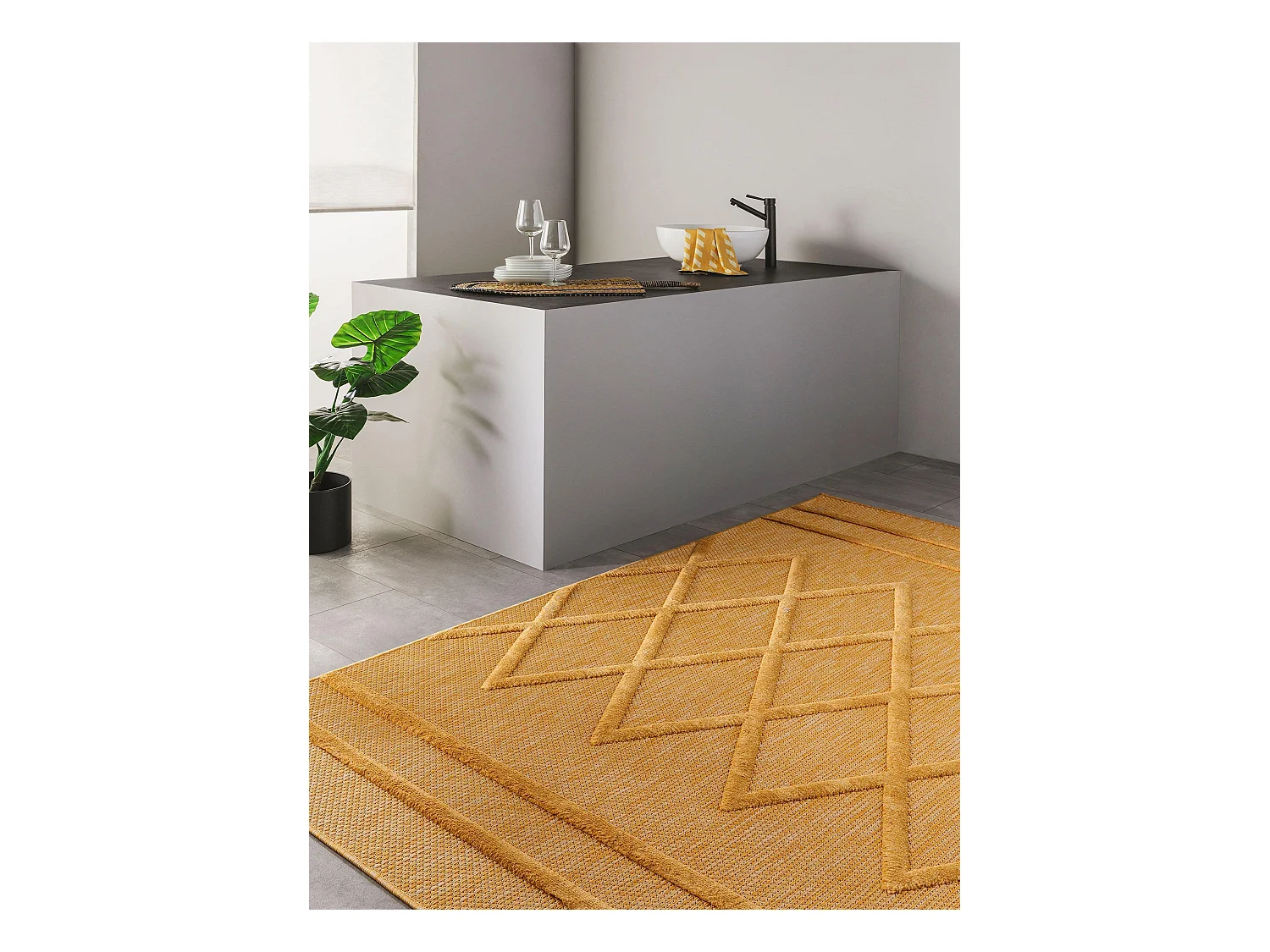 Tapis d'extérieur & intérieur Bonte Jaune 160x230 cm