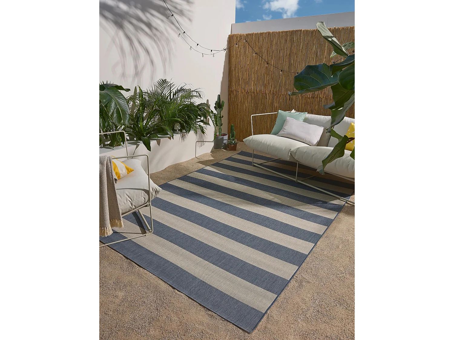 Tapis d'extérieur & intérieur Metro Bleu 200x290 cm