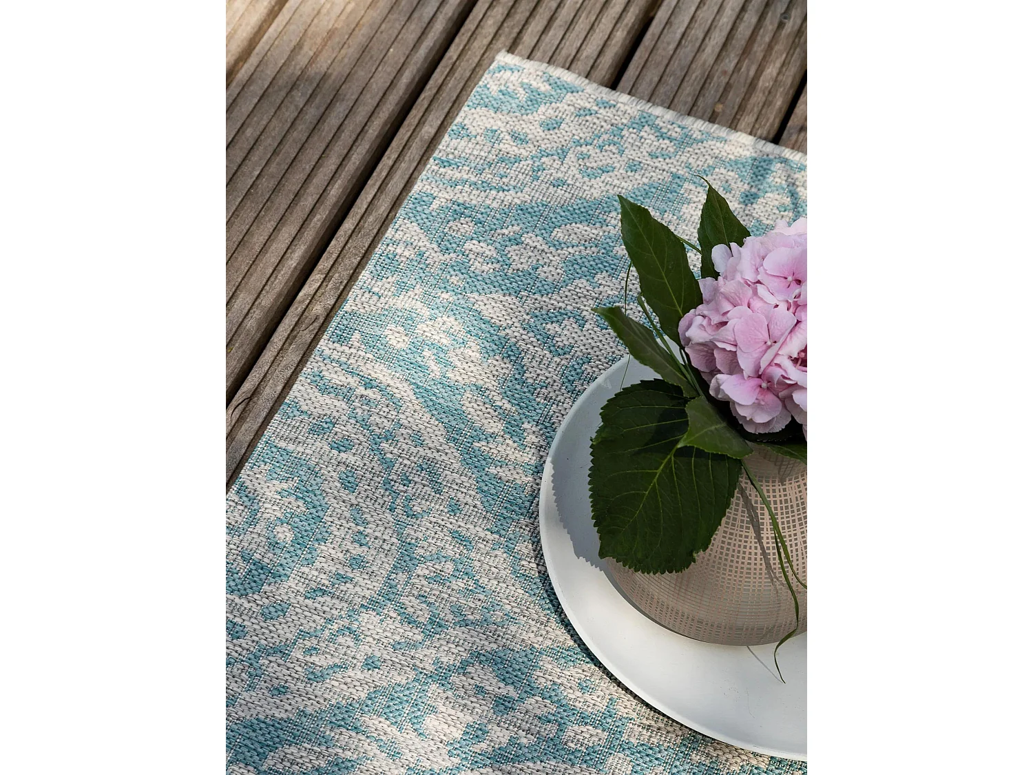 Tapis d'extérieur & intérieur Cleo Beige/Turquoise 200x290 cm
