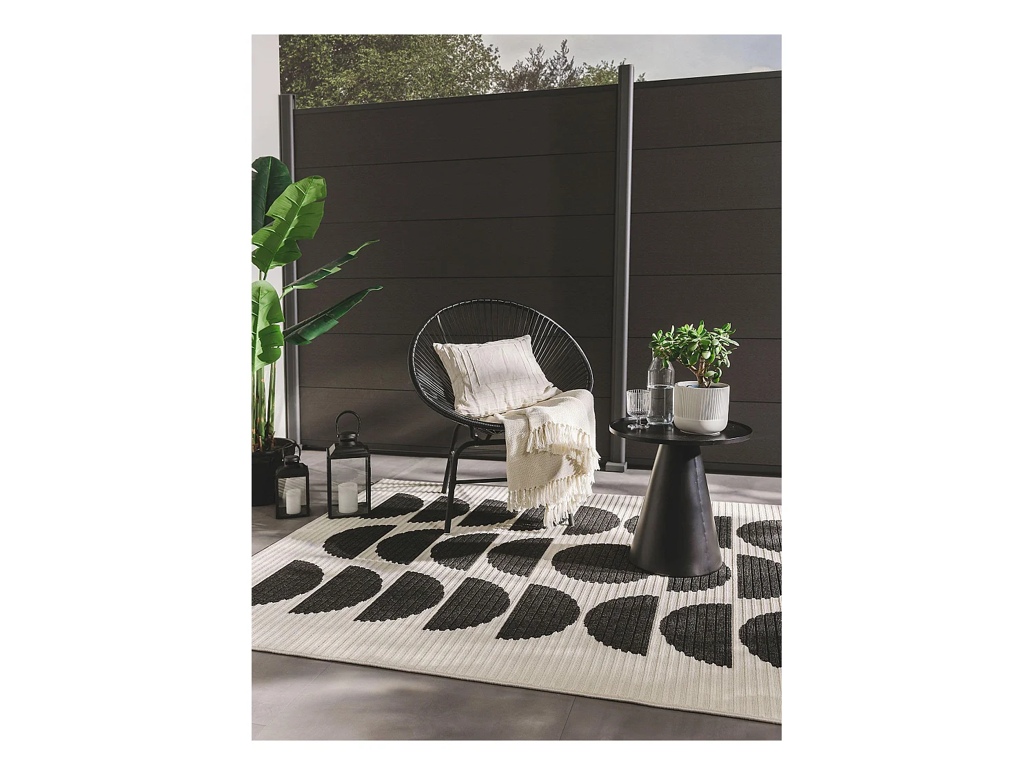 Tapis d'extérieur & intérieur Taro Noir & Blanc 160x230 cm