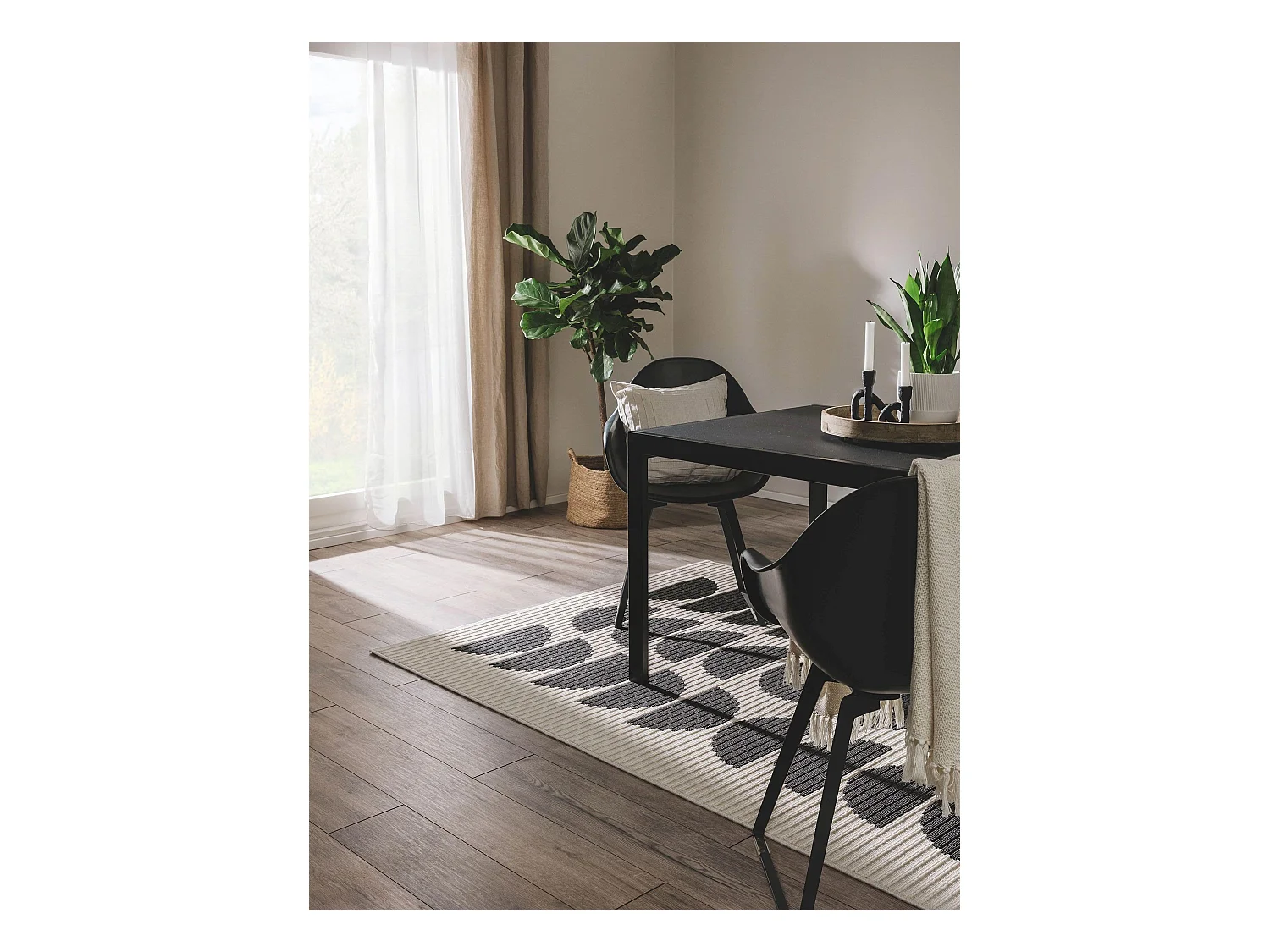 Tapis d'extérieur & intérieur Taro Noir & Blanc 160x230 cm