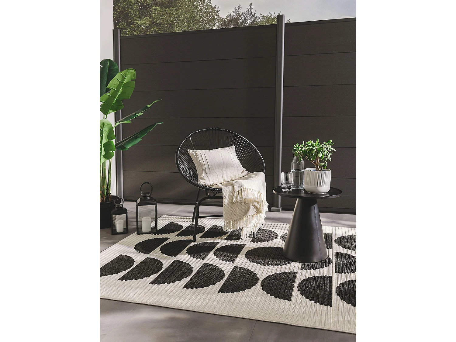 Tapis d'extérieur & intérieur Taro Noir & Blanc 160x230 cm